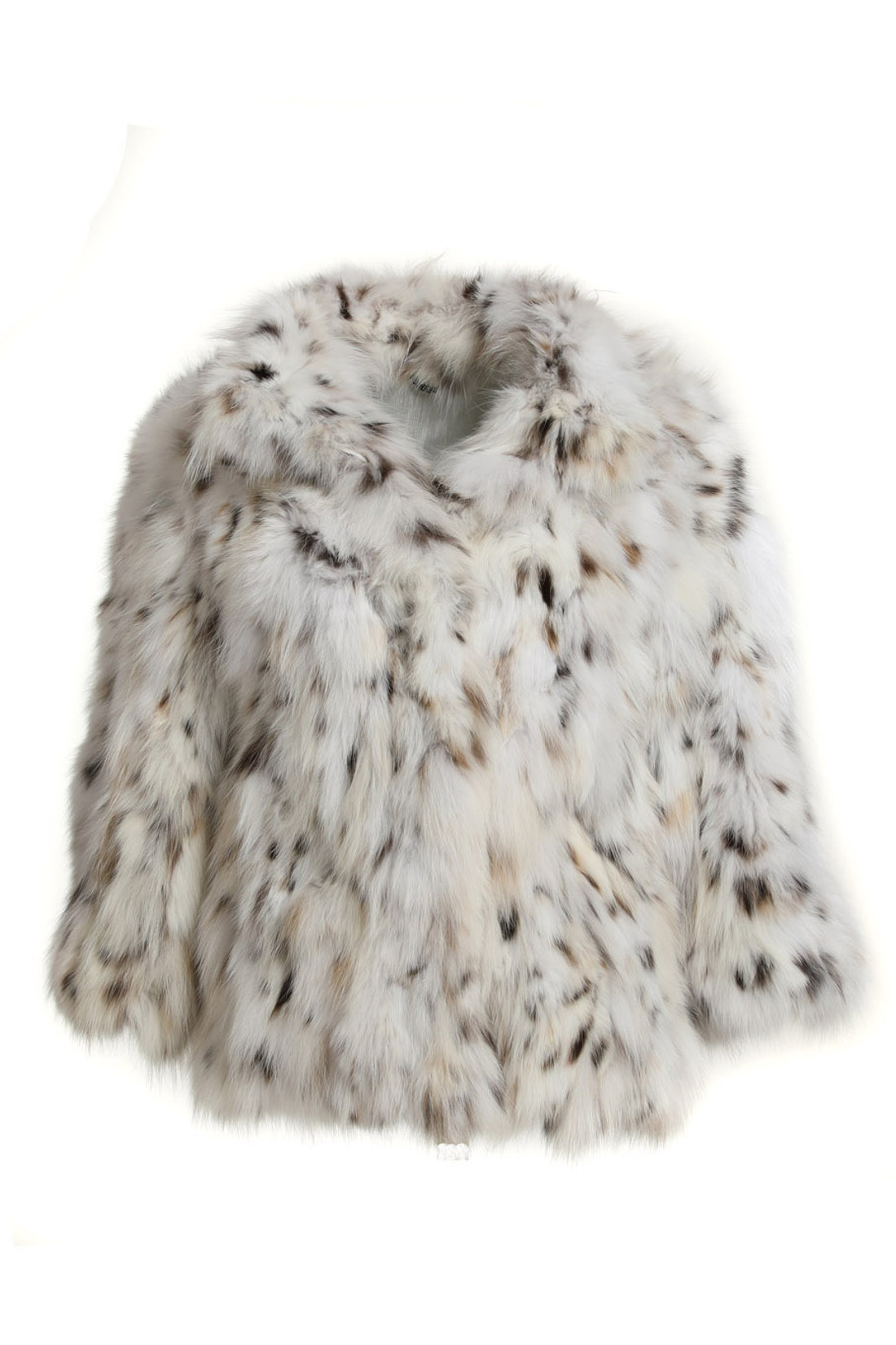 white belly lynx fur jacket front view