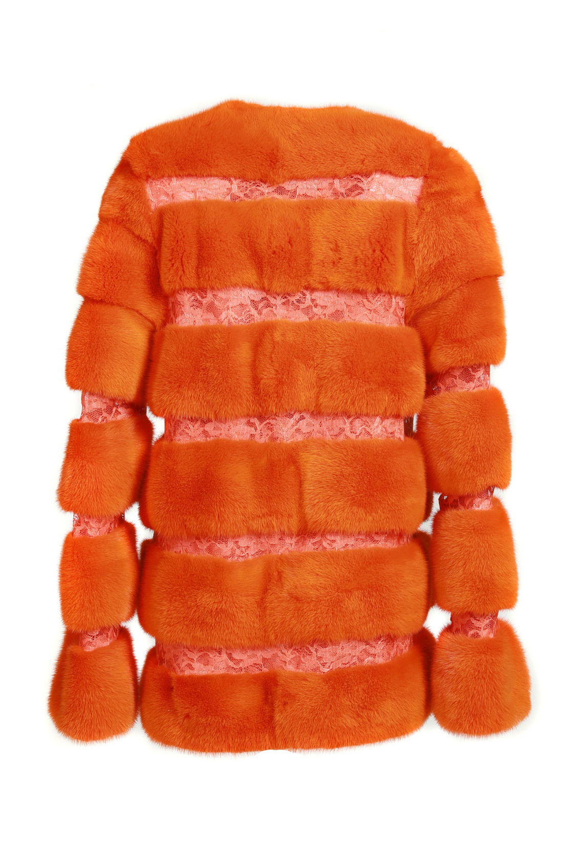 Neon Orange Mink Fur Coat