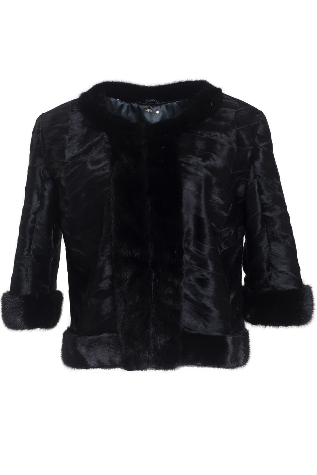 Broadtail Lamb Fur Coat With Mink Cuffs & Hem Broadtail Lamb Fur Coat With Mink Cuffs & Hem