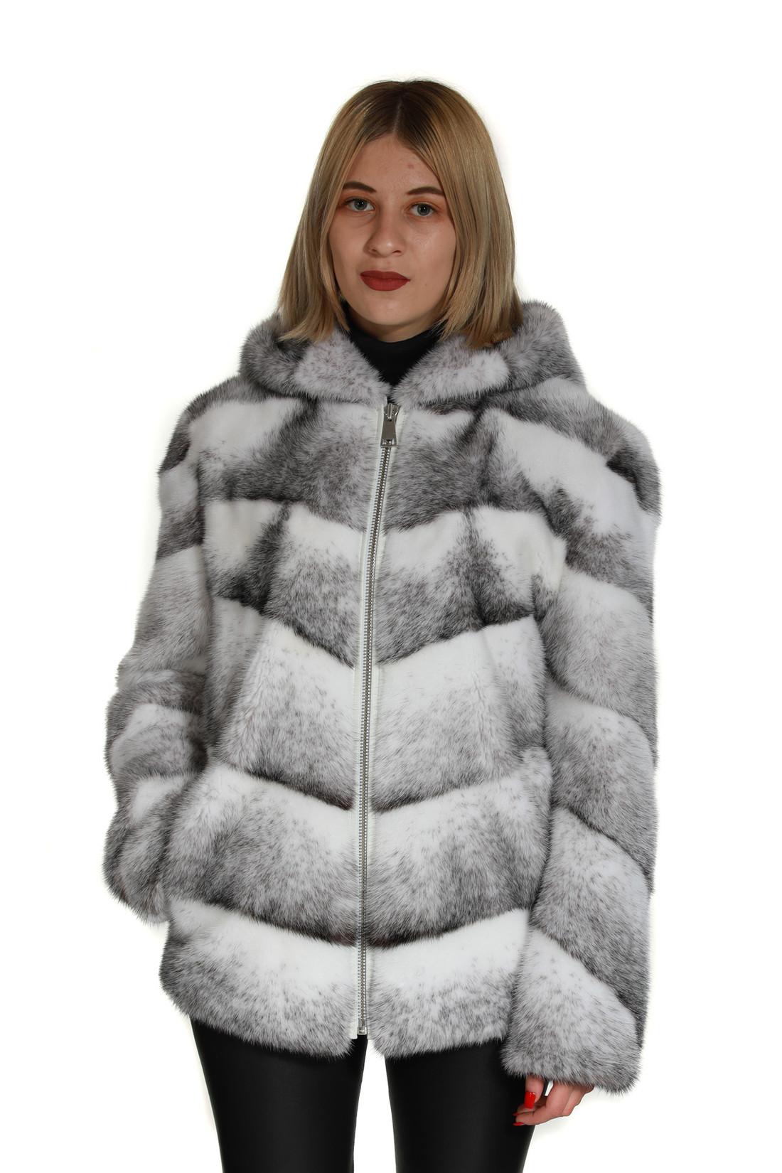 Black Cross Hooded Mink Fur Coat Toronto