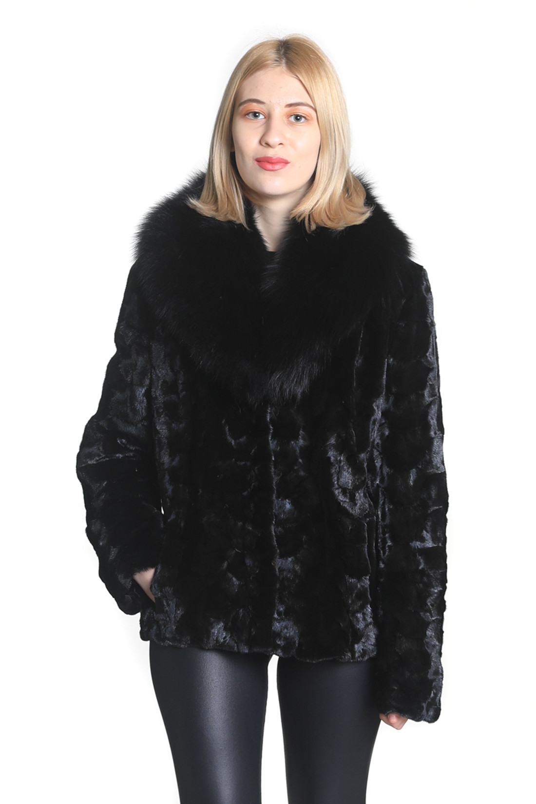 sectional mink black fur jacket fox shawl collar sectional mink black fur jacket fox shawl collar