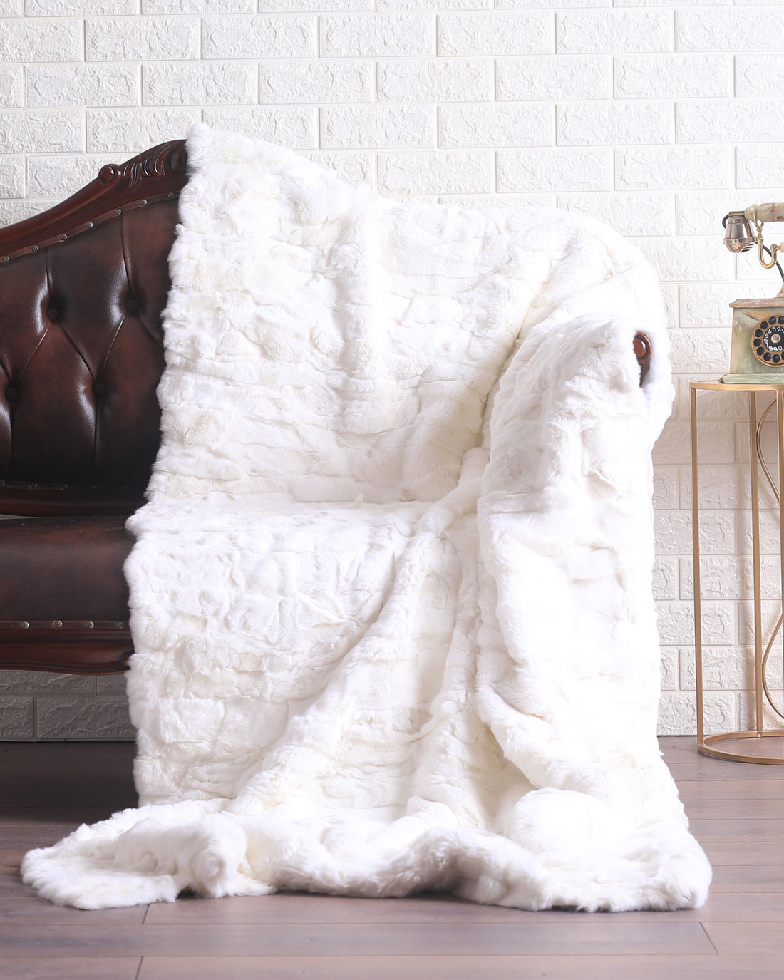 White  Rex  Fur Fur Blanket Throw