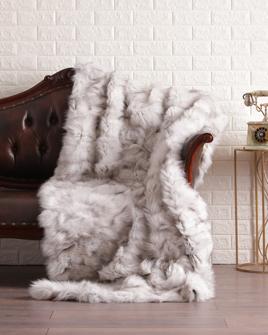 Blue Fox  Fur Fur Blanket Throw Cover hermes