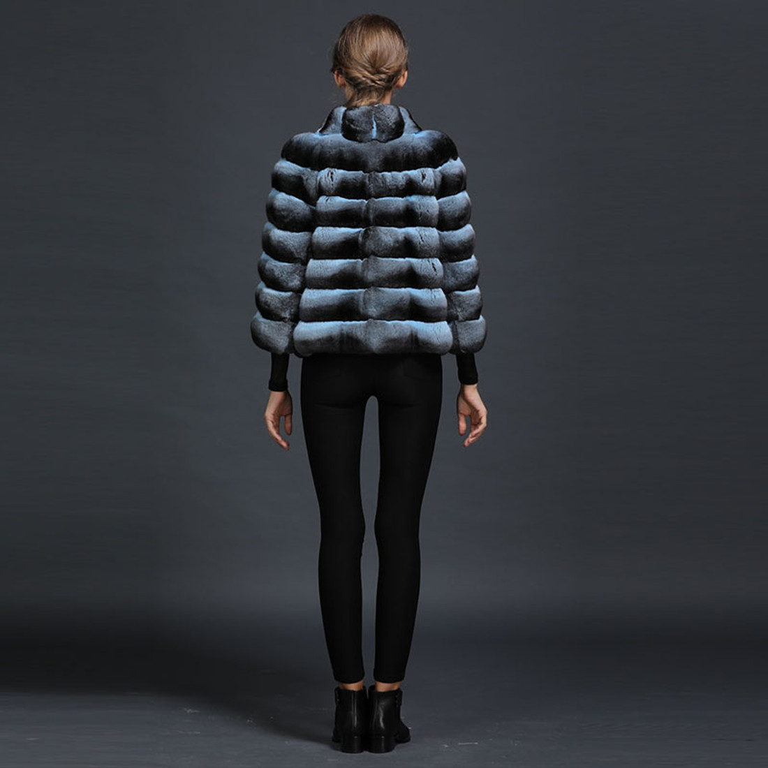 Blue Chinchilla Fur Jacket Océane