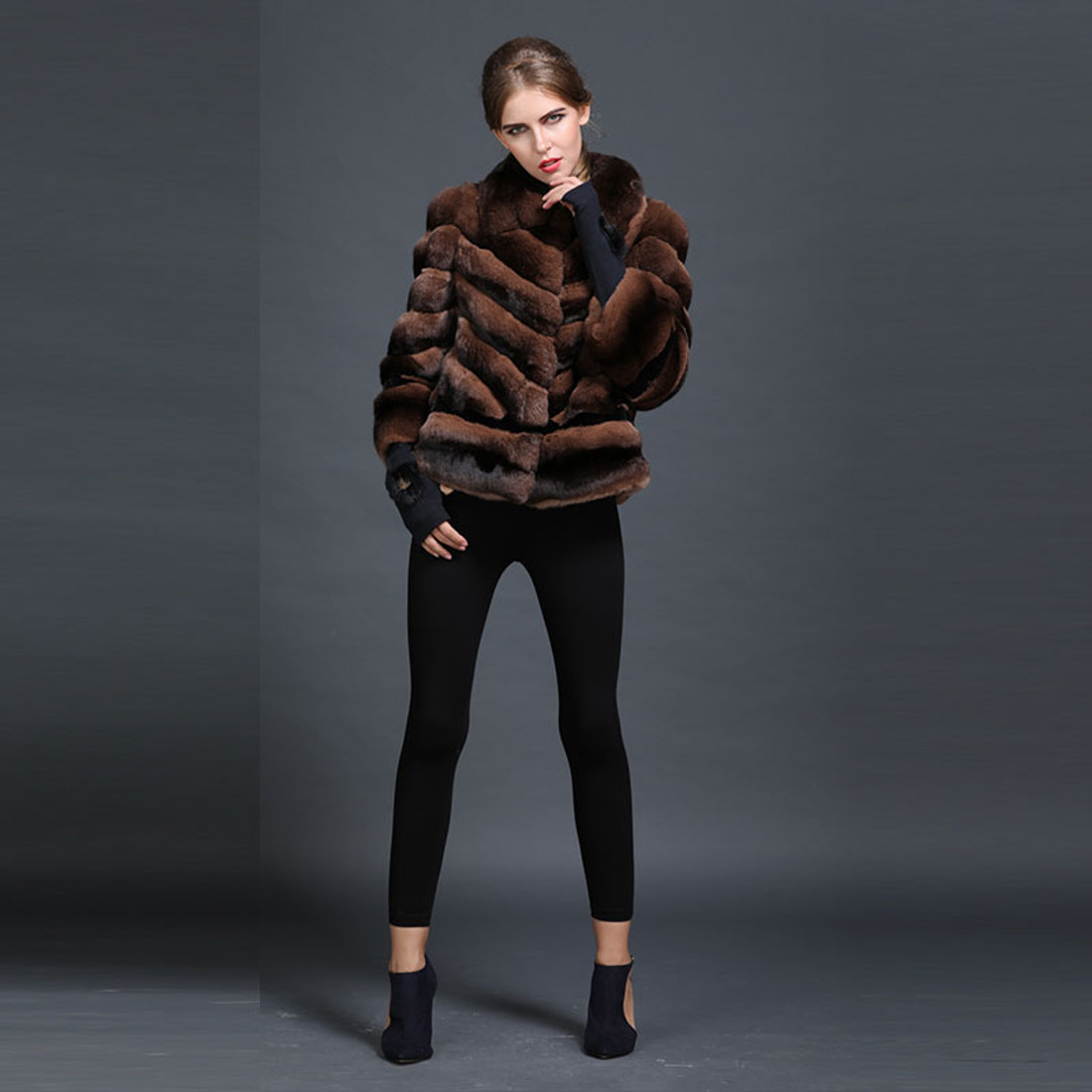 Brown Chocolate Chinchilla Fur Coat Gabrielle Brown Chocolate Chinchilla Fur Coat Gabrielle