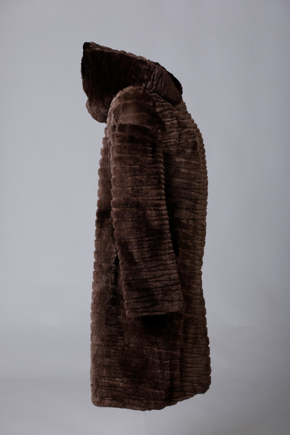 Brown Beaver Fur coat sculpted