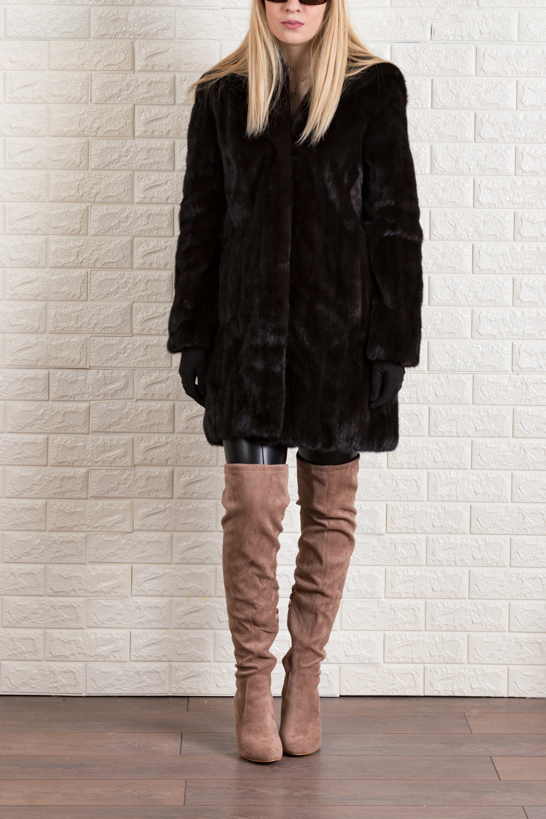 Mahogany Hooded  Fully Let out Mink Fur Coat Mahogany Hooded  Fully Let out Mink Fur Coat