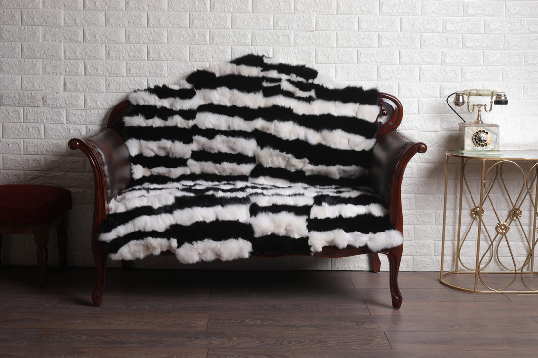 Black & White Fox Fur Throw