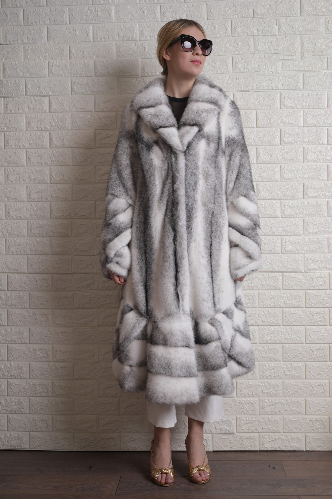 Black Cross Mink Fur Coat  Noelle
