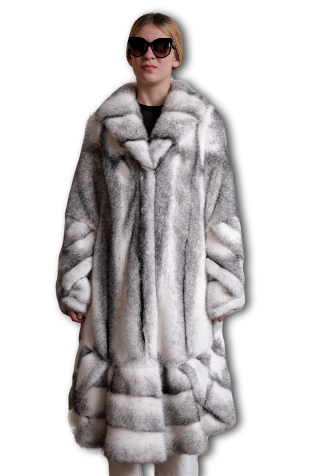 Black Cross Mink Fur Coat  Noelle