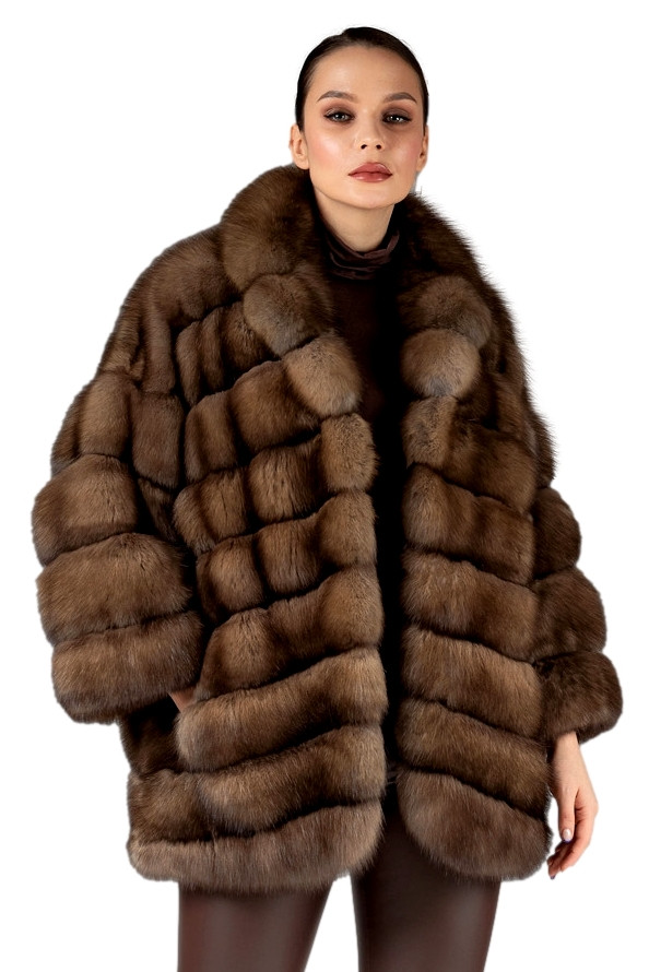 Full length russian sable fur coat with belt | SKANDINAVIK FUR