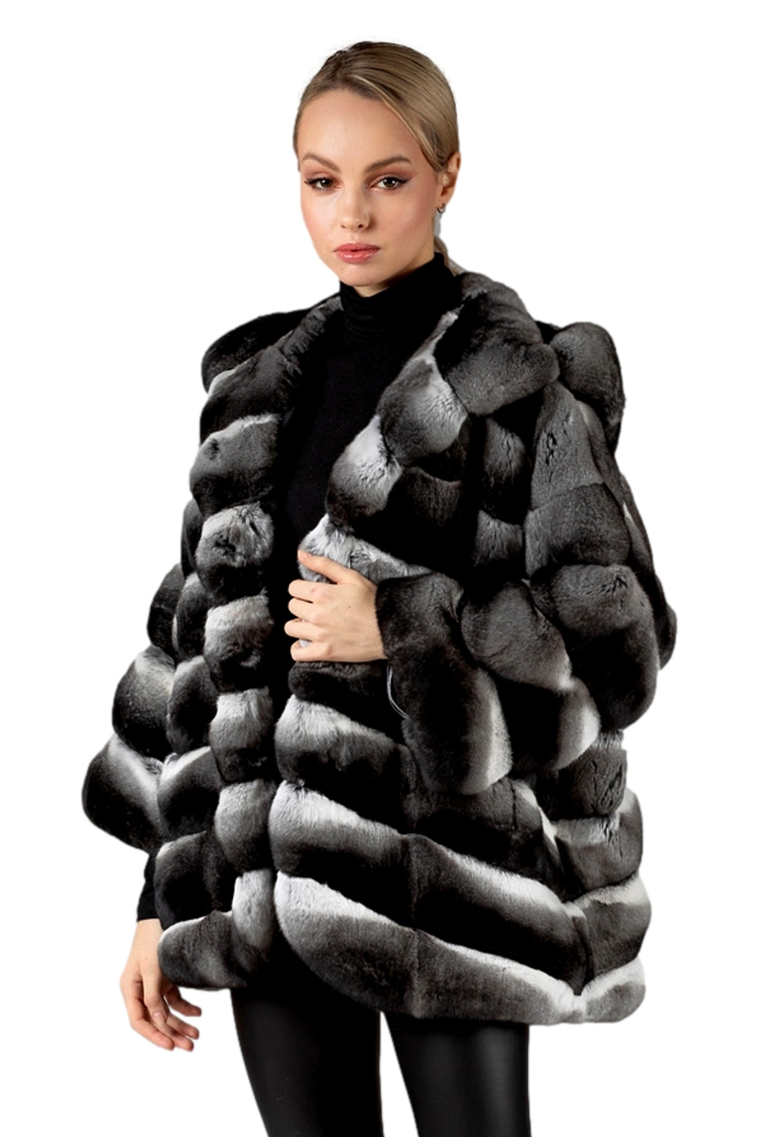 Hooded Chinchilla Fur Coat Freya Hooded Chinchilla Fur Coat Freya