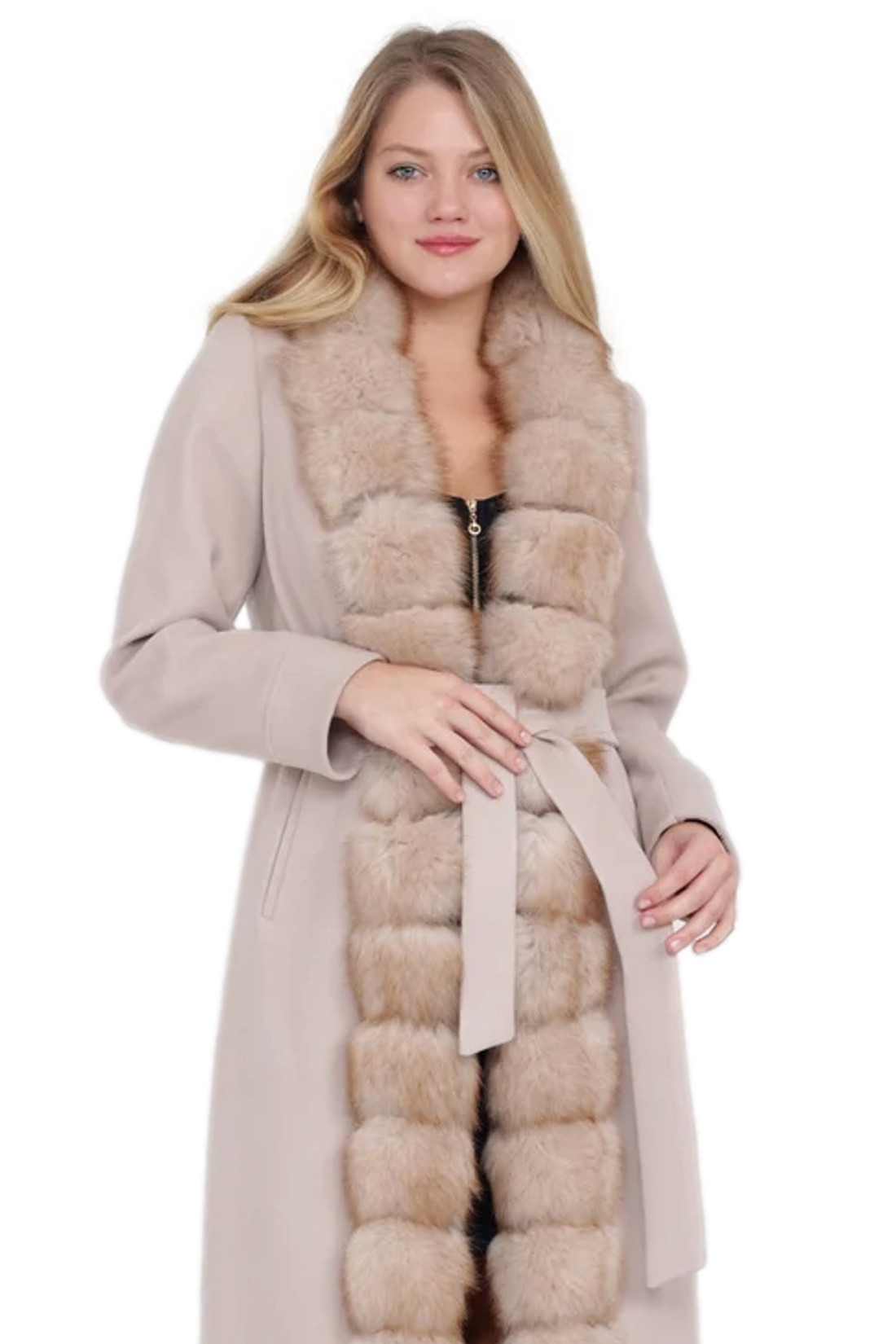 Cashmere Wool Coat Fox Trim Victoria Cashmere Wool Coat Fox Trim Victoria