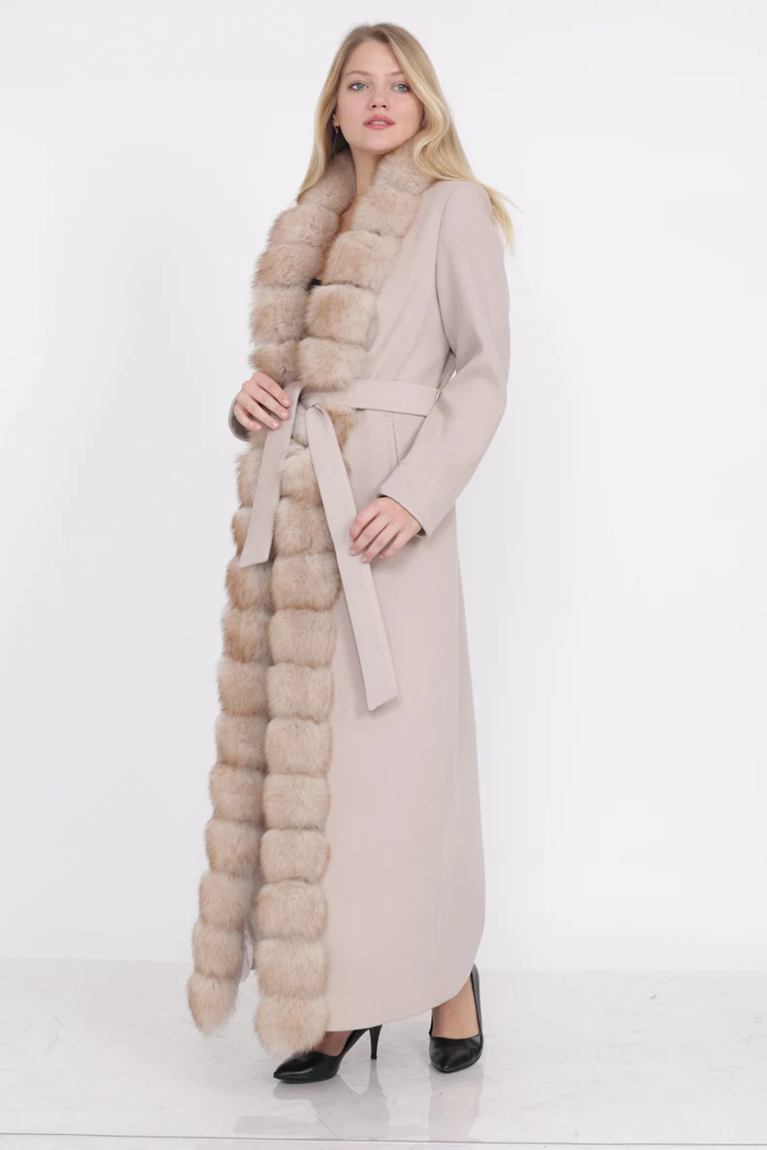 Cashmere Wool Coat Fox Trim Victoria Cashmere Wool Coat Fox Trim Victoria