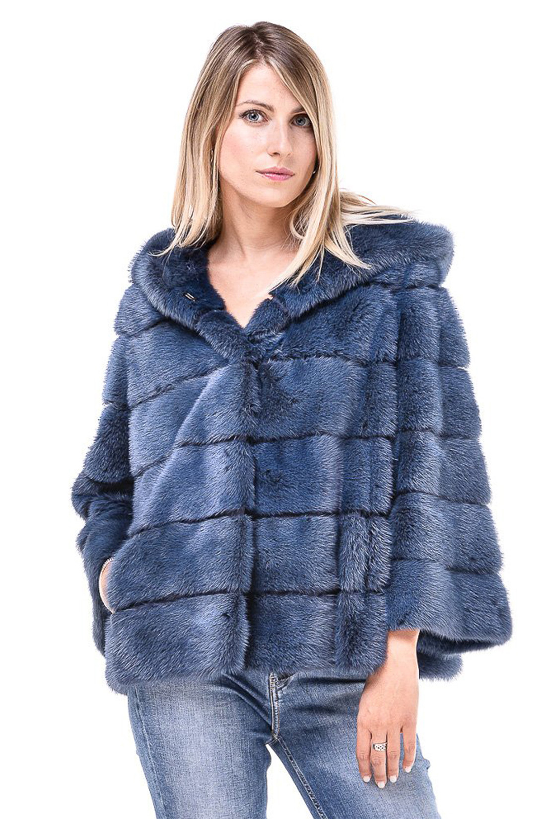 Blue Hoooded Mink Fur Jacket Samantha Blue Hoooded Mink Fur Jacket Samantha