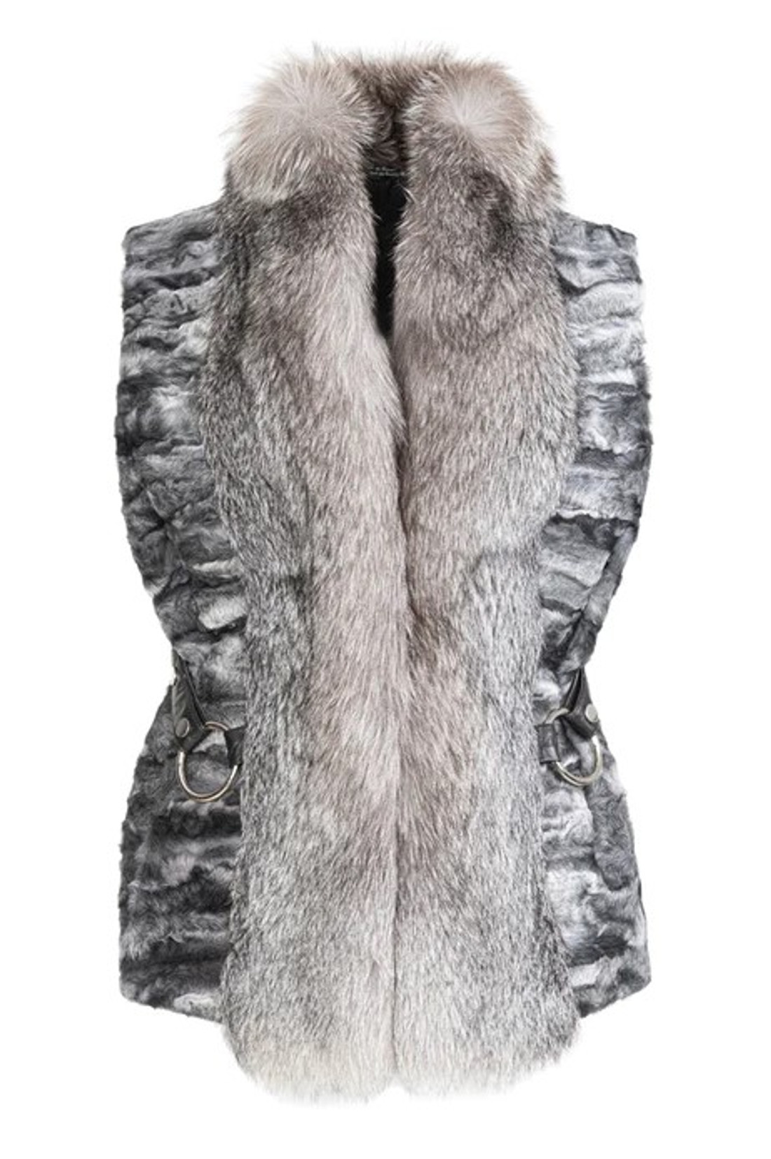 Silver Swakara   Fur Vest Sonya Silver Swakara   Fur Vest Sonya