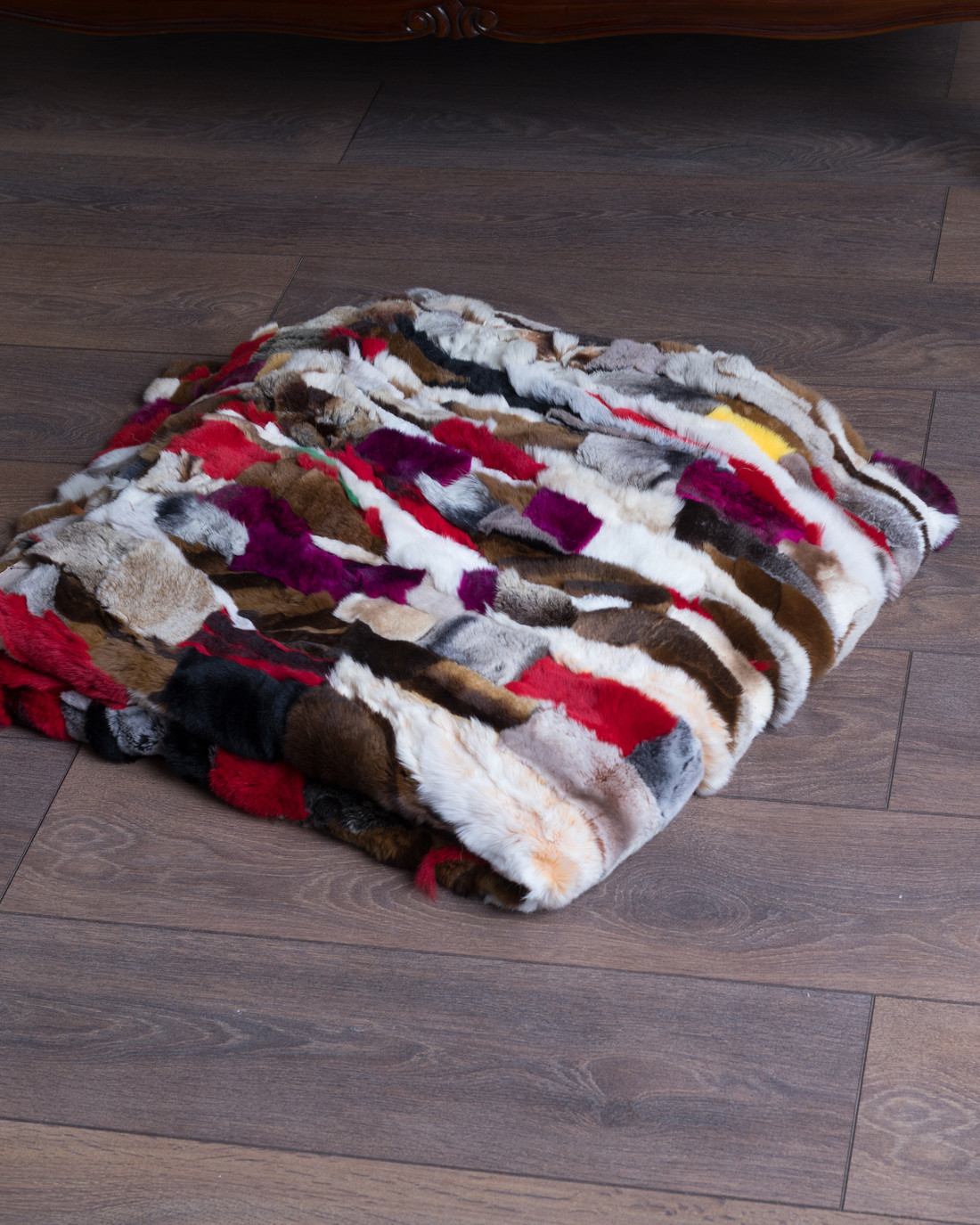 Multicolor Rex Rabbit Fur Throw  texture view