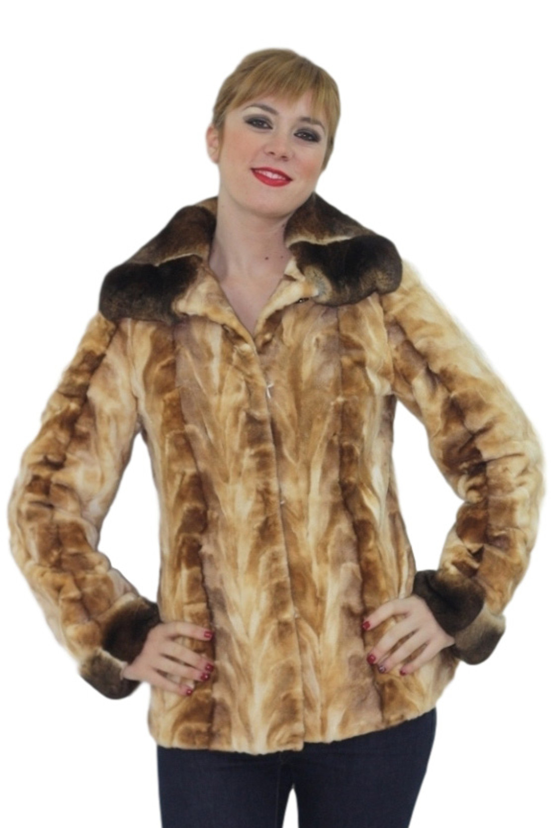 Mink Fur Jacket Chinchilla Collar & Cuffs Mink Fur Jacket Chinchilla Collar & Cuffs