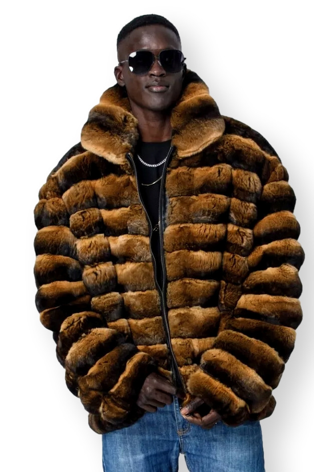 Mens Green Chinchilla Bomber | SKANDINAVIK FUR
