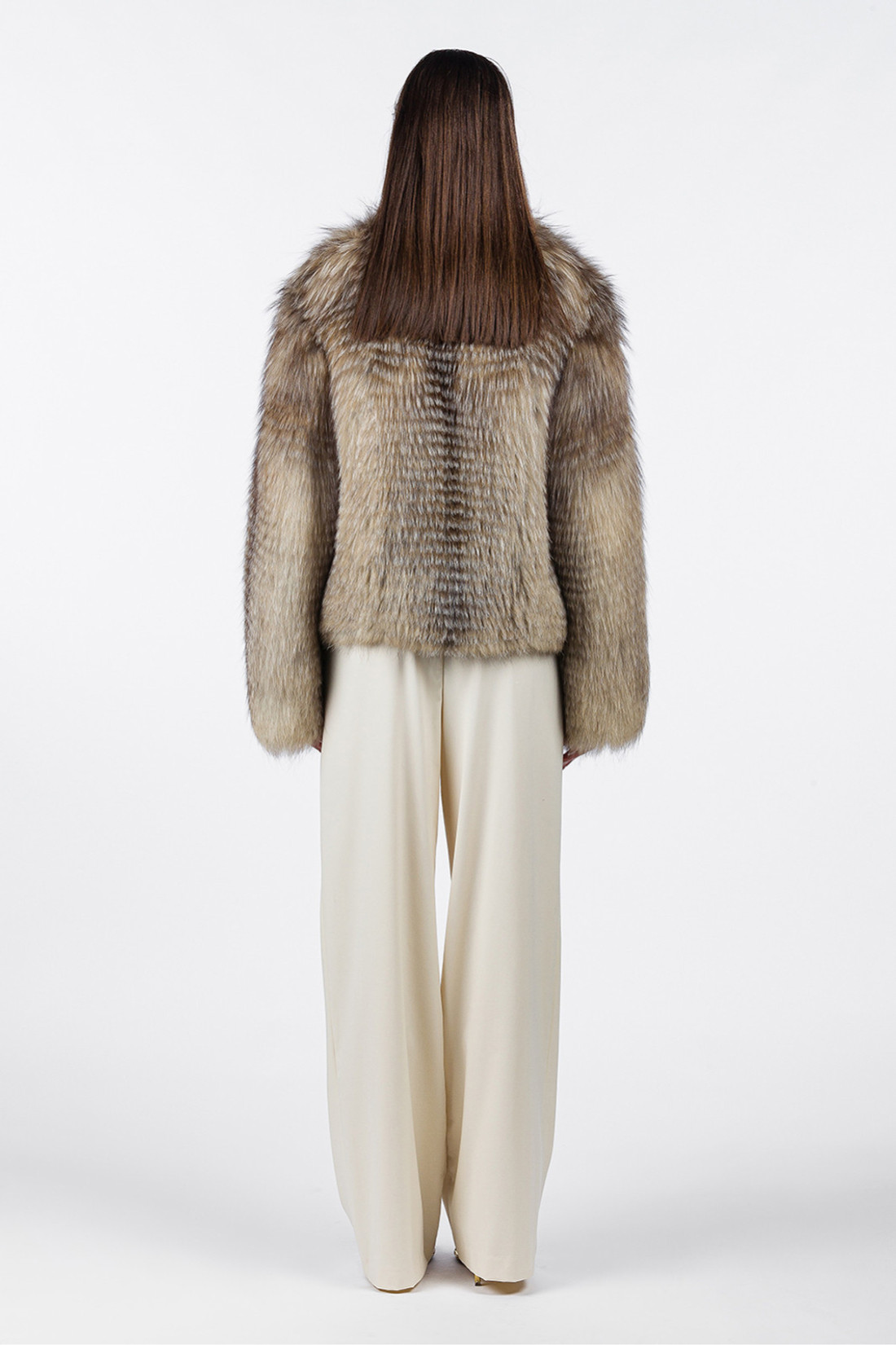Crystal Fox Jacket Feathered Short  back Crystal Fox Jacket Feathered Short  back