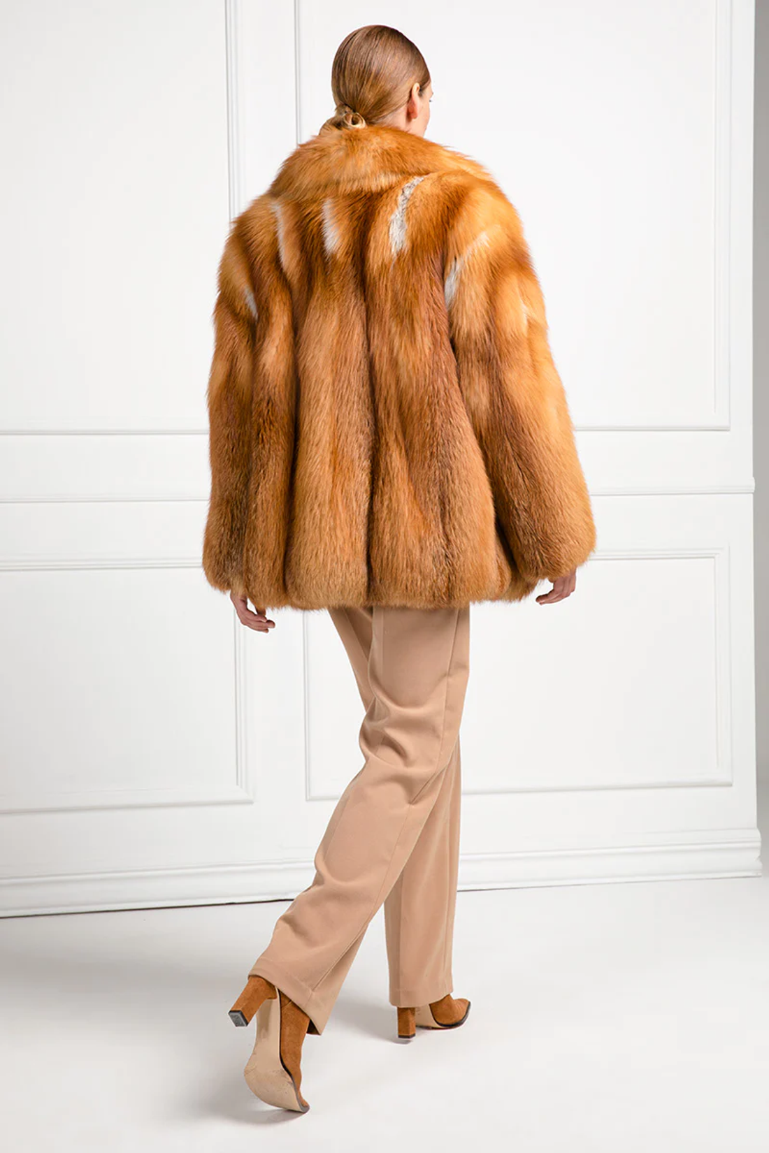 Red Fox Coat Shawl Collar back