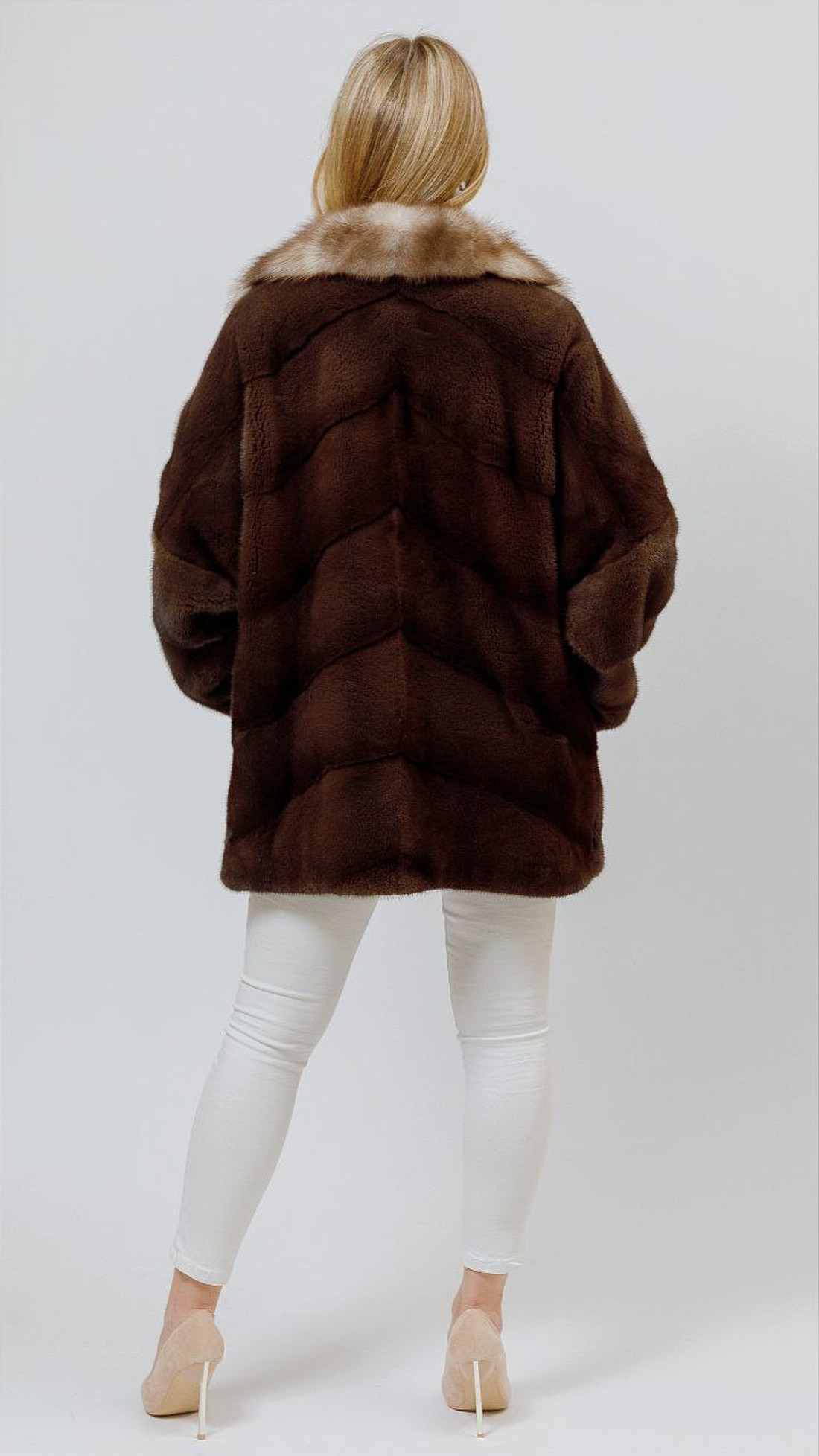 Mahogany Mink Sable Collar Coat Notched  back