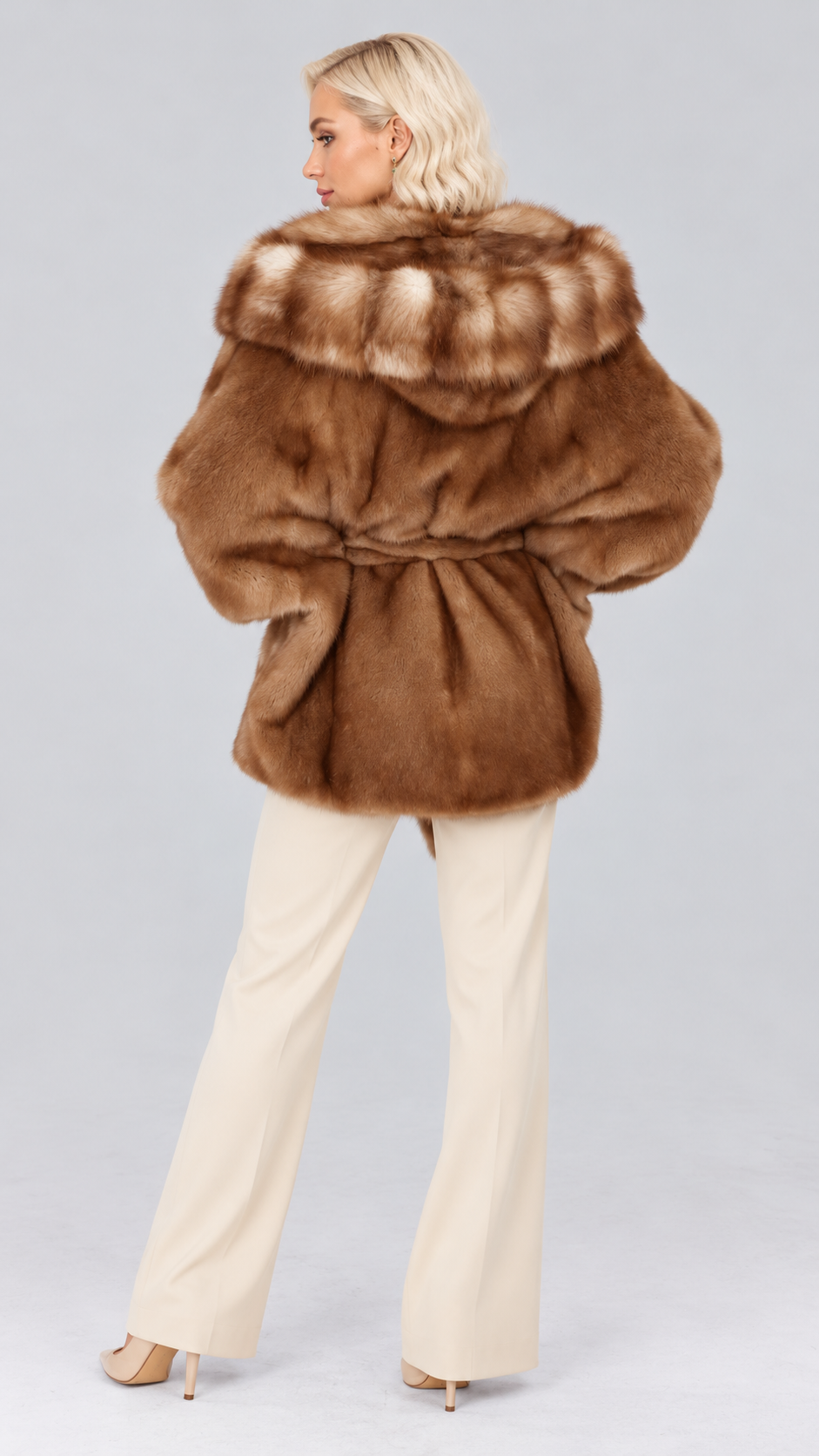 Brown Mink Sable Hooded Jacket