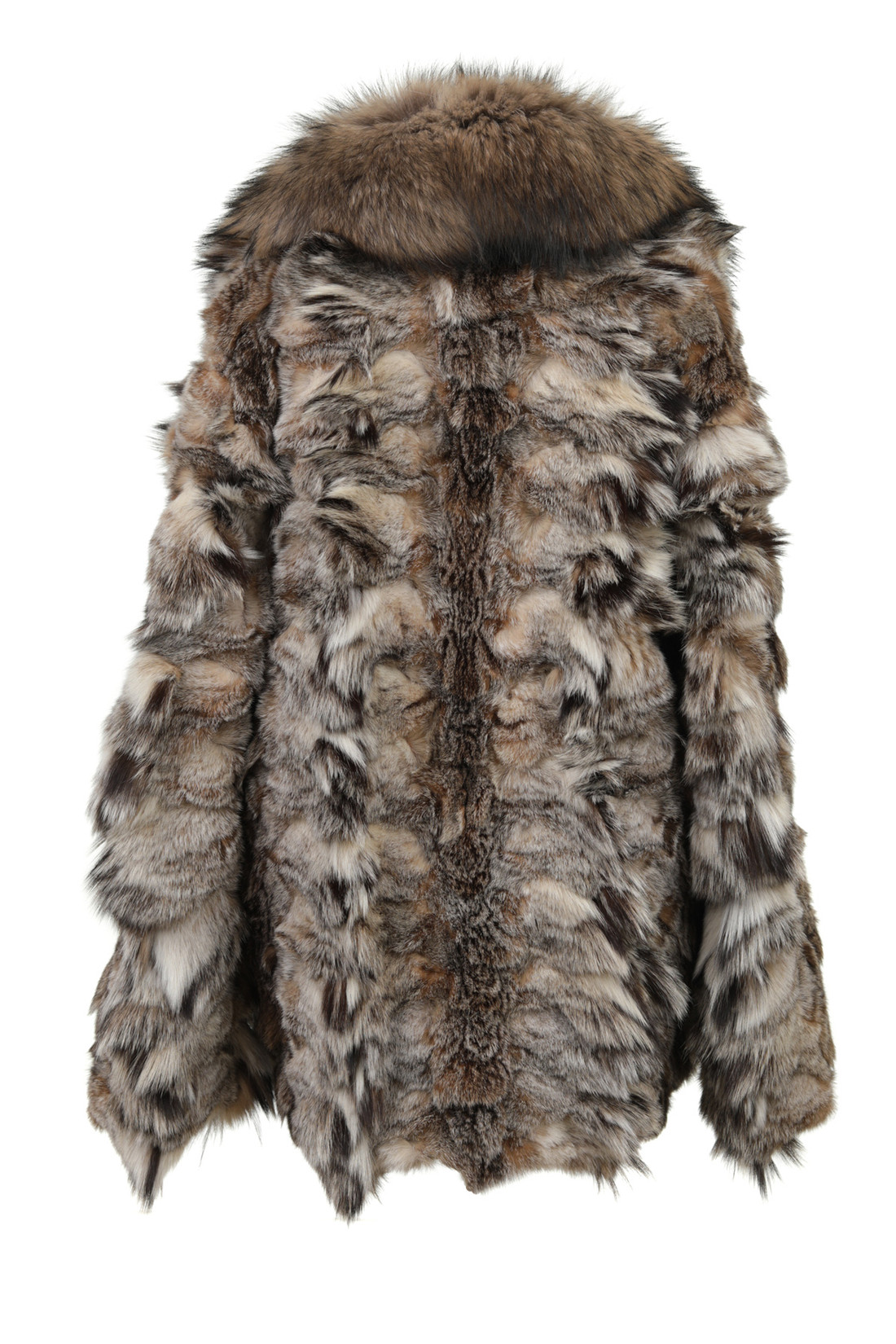 Men's Lynx Fur Coat With Fin Raccoon Collar Halfskins
