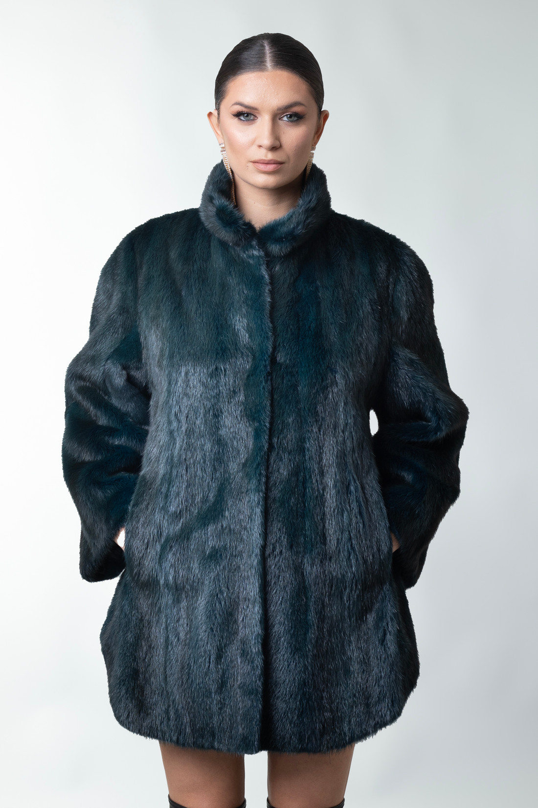Petrol Green Mink Fur Coat   Sizes S/M