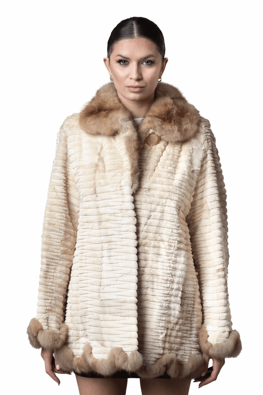 sculpted mink fur coat with stone marten collar and cuffs and trim sculpted mink fur coat with stone marten collar and cuffs and trim
