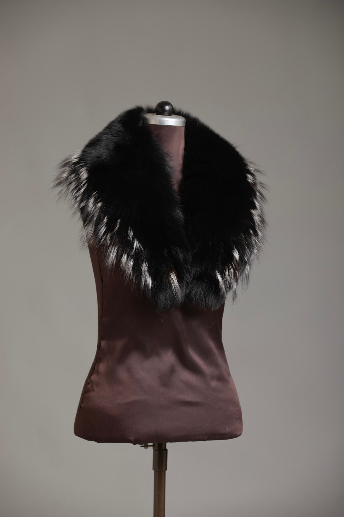 Black  Fox Fur  Collar  Silver Tips Black  Fox Fur  Collar  Silver Tips