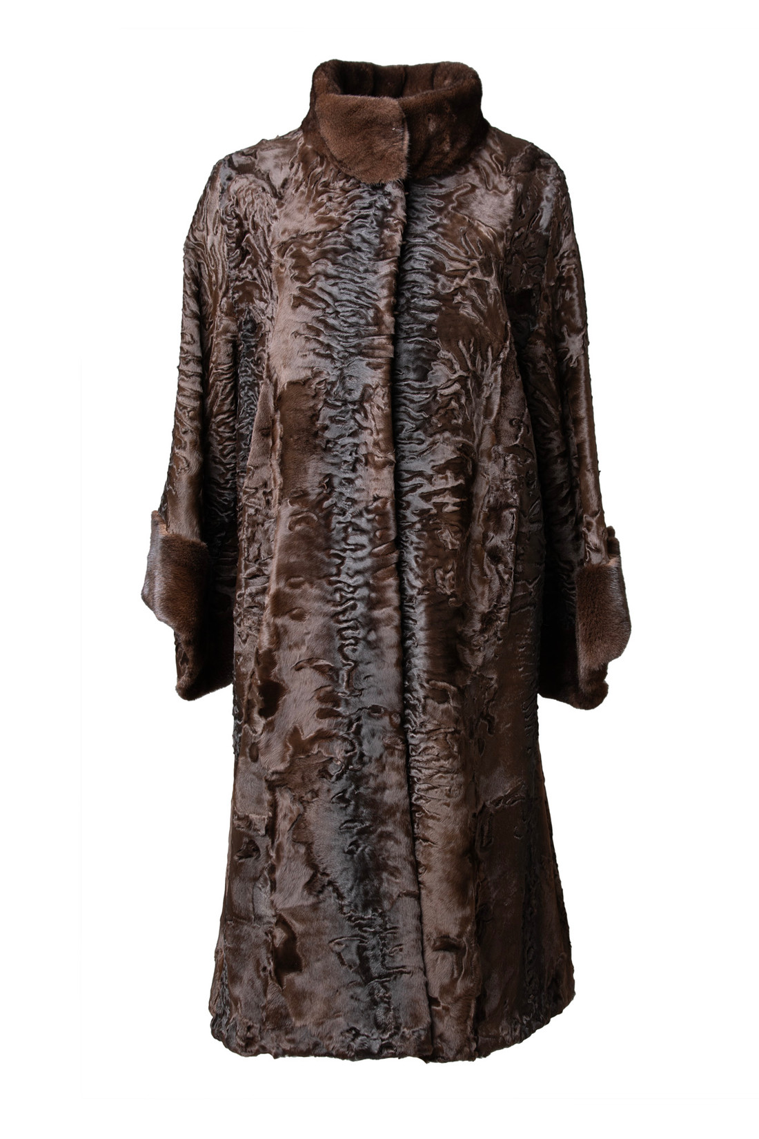 Brown Long SWAKARA & Mink Lamb Fur Cape Brown Long SWAKARA & Mink Lamb Fur Cape