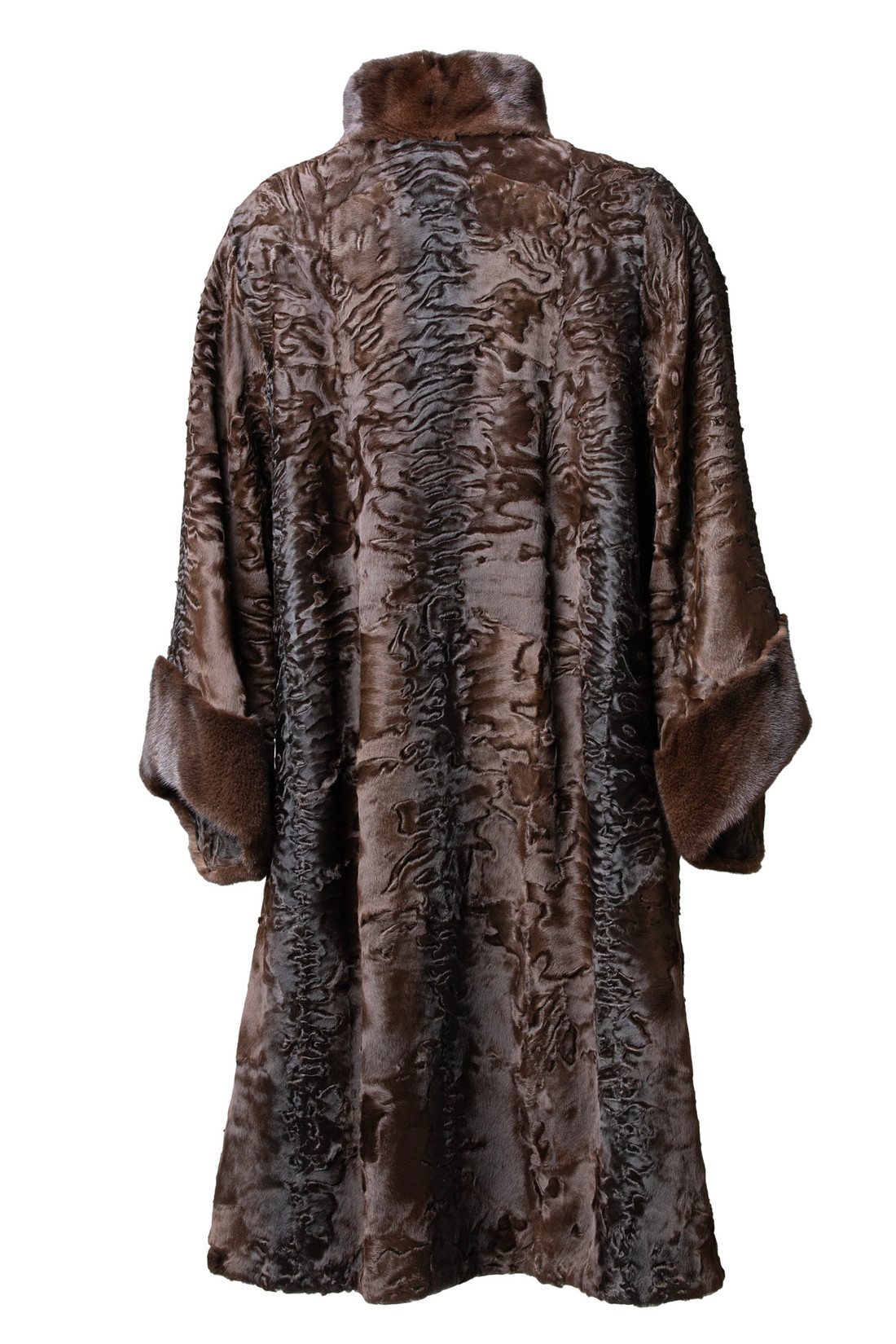 Brown Long SWAKARA & Mink Lamb Fur Cape Brown Long SWAKARA & Mink Lamb Fur Cape