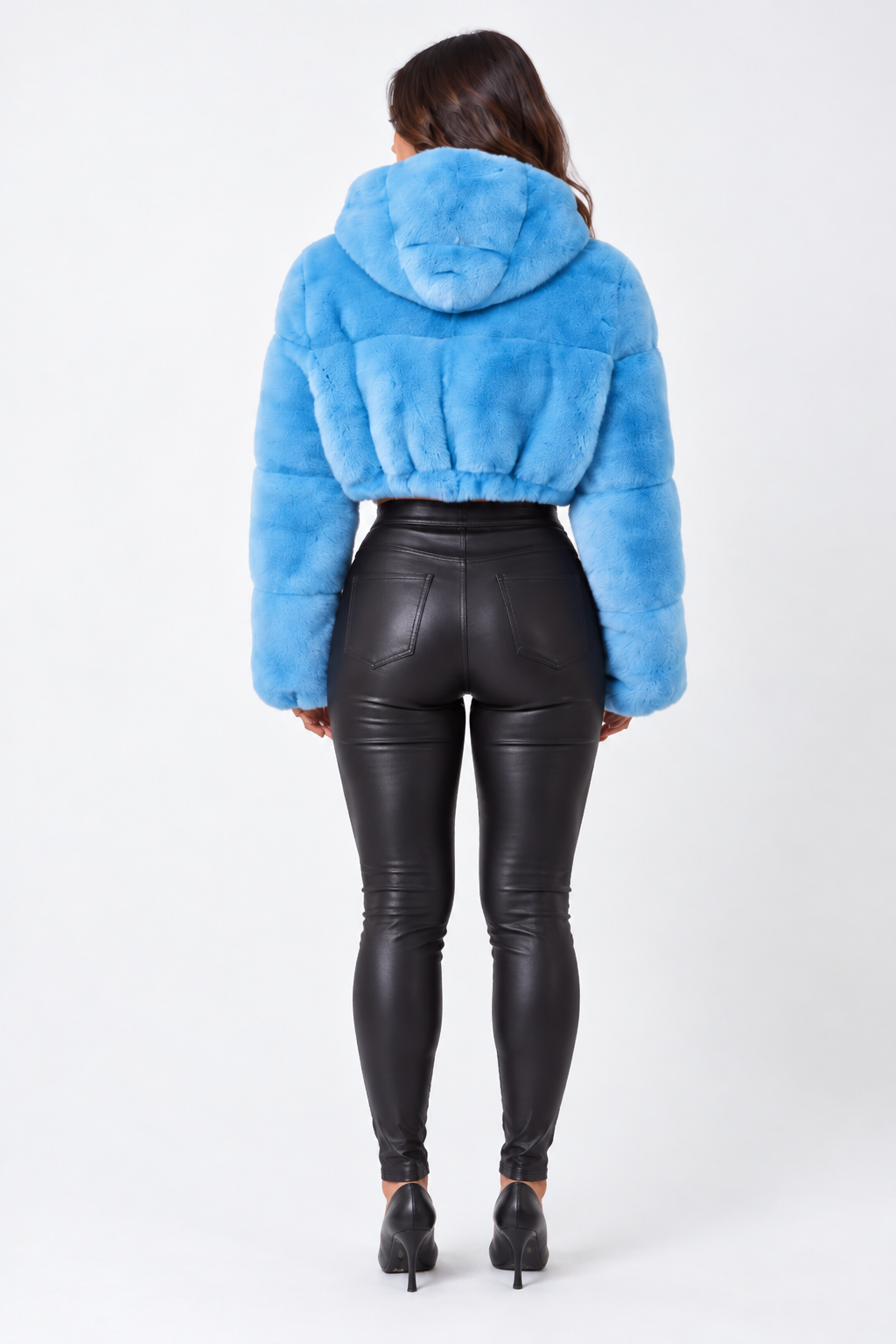 Baby Blue Hooded Mink Fur Bolero