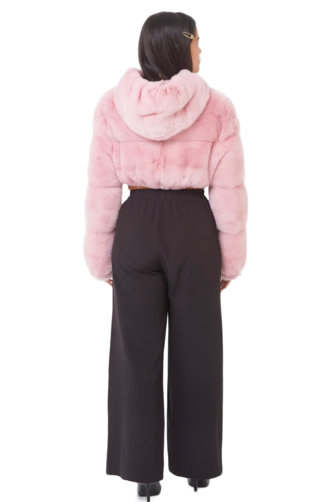 Pink Mink Fur Hooded Bolero  