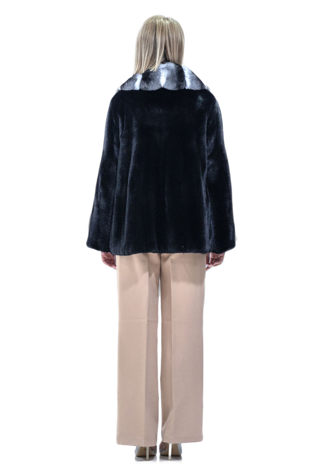 Black Mink Chinchilla Fur Coat Evelyn 