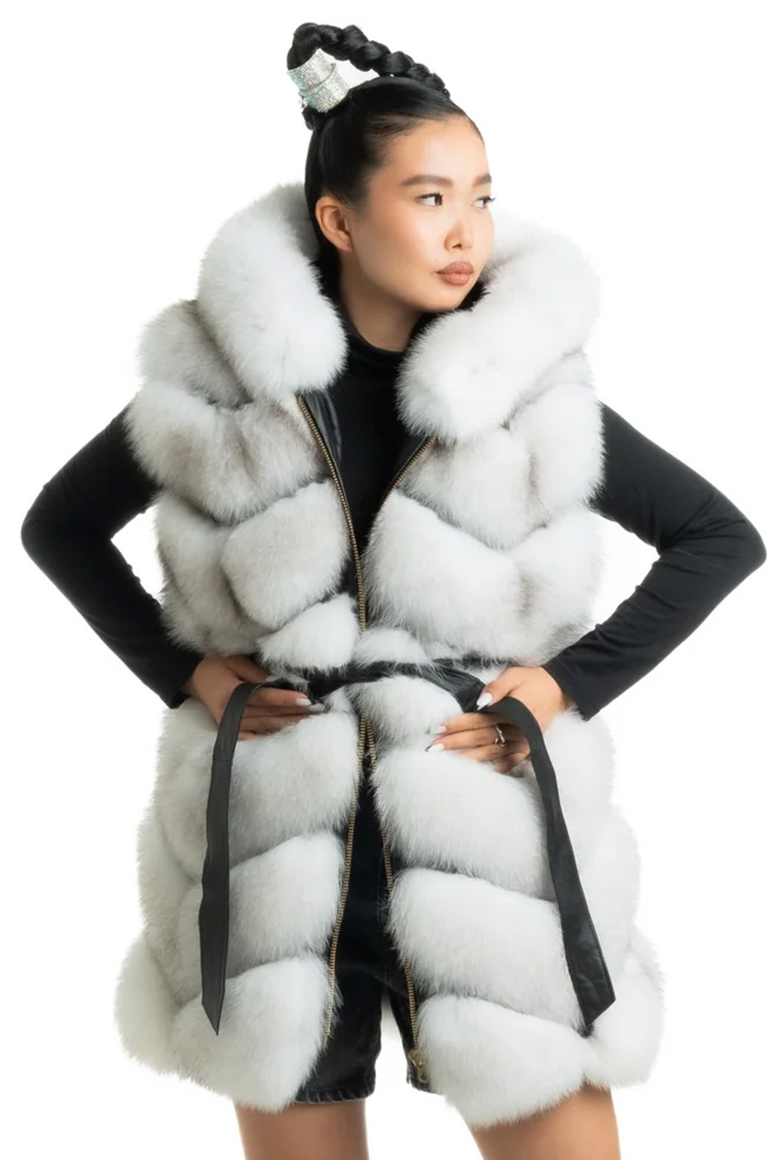 Blue Fox Fur Vest   Onyx