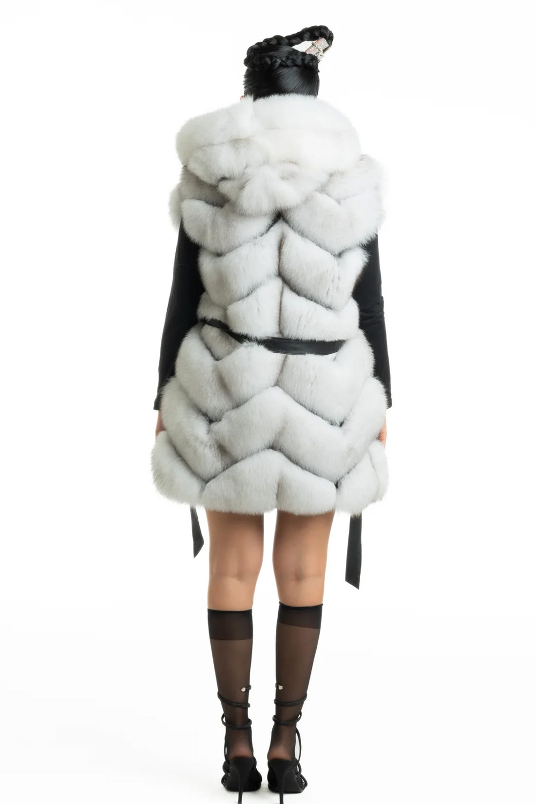 Blue Fox Fur Vest   Onyx