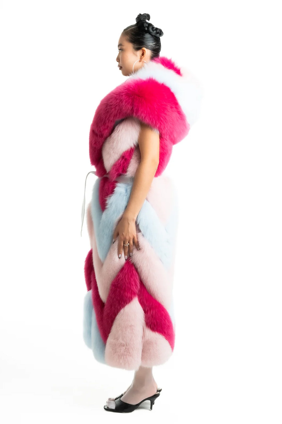 Multicolor Long Fox Fur Vest Allegra