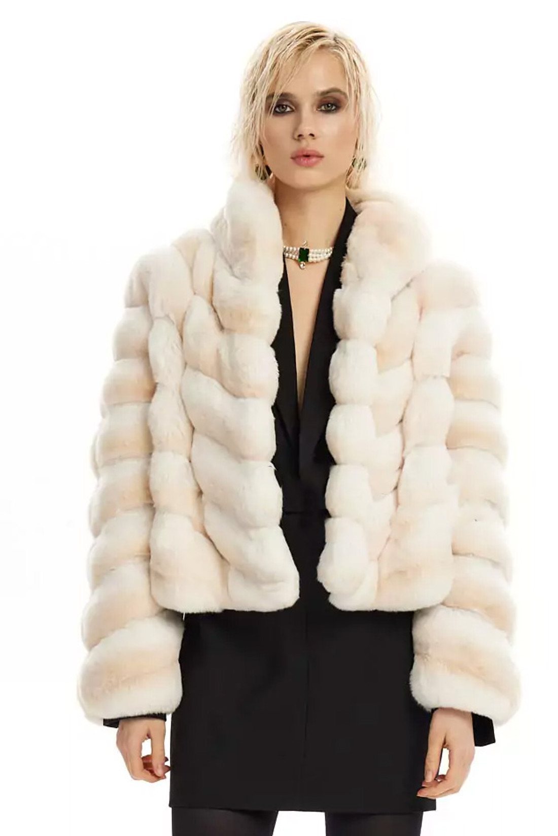 Tan Chinchilla Fur Jacket  Donella