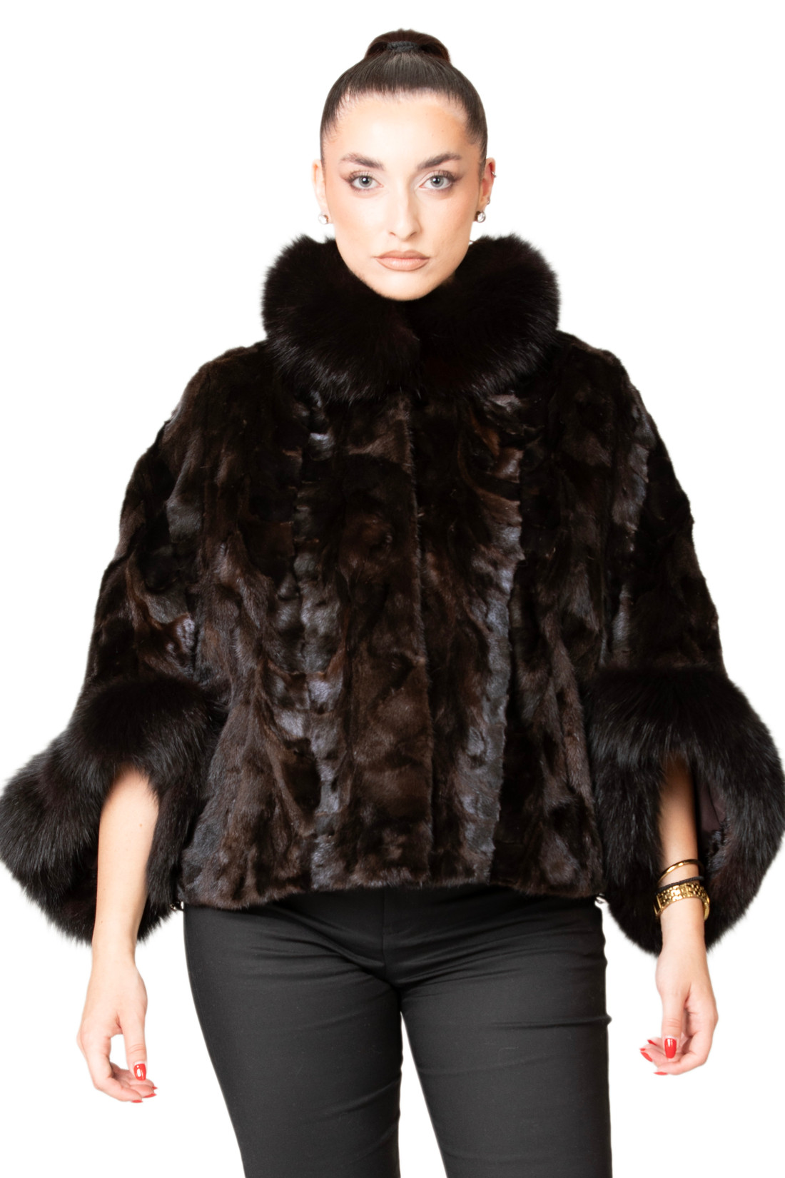 Mahogany Mink Fur Cape Serena