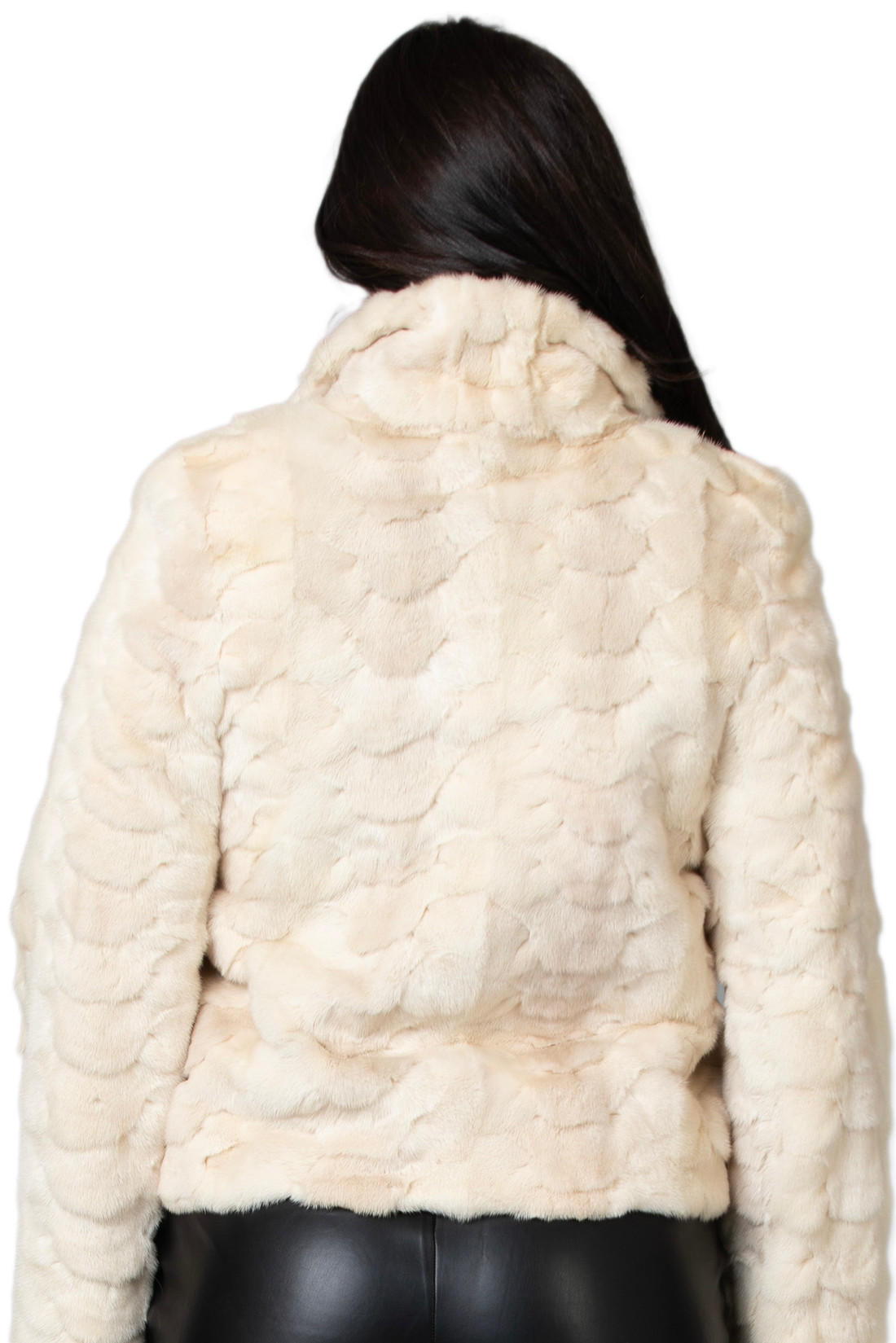 Tan Mink Fur Jacket Bow Tie Collar Yara