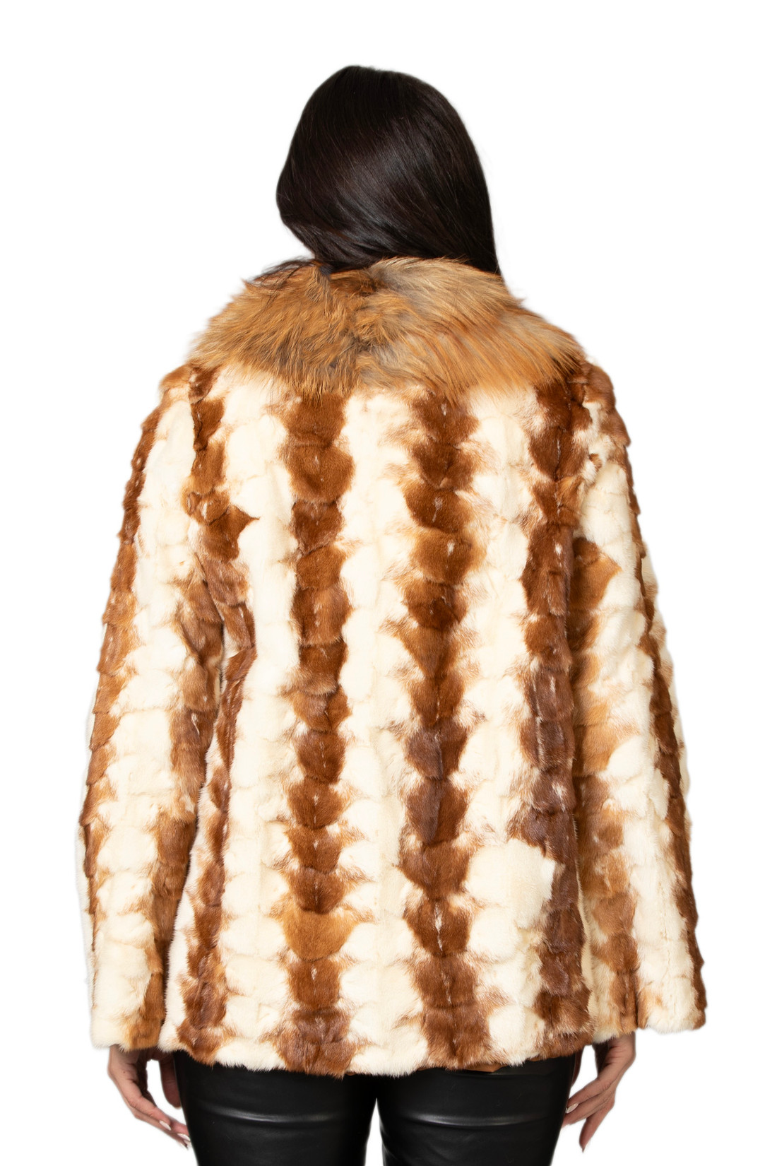 Ivory Brown Sectional Mink Fur Coat Jezebel