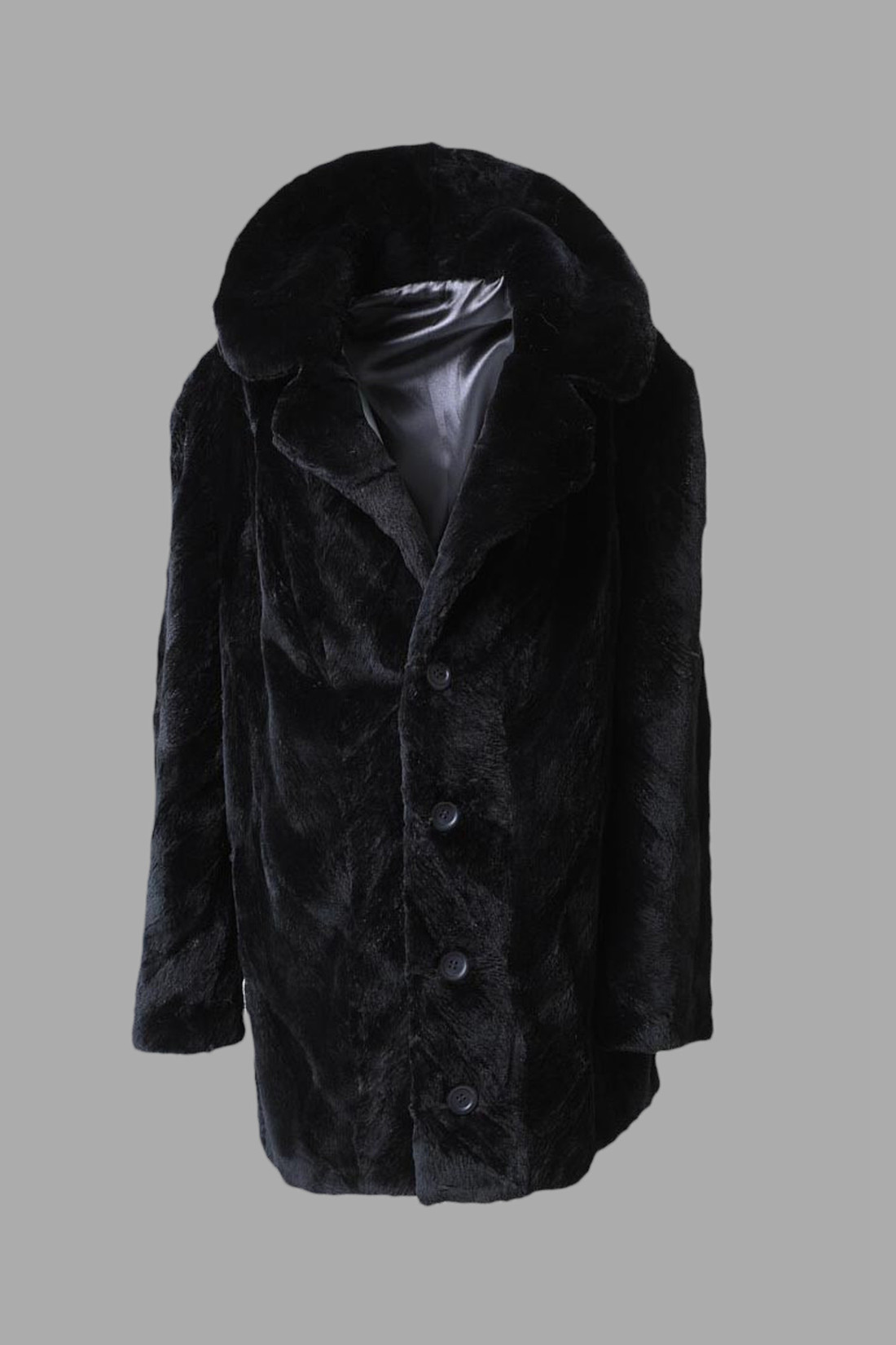  Black Sheared beaver  Fur Trench Coat With Notched Collar Sizes M/L