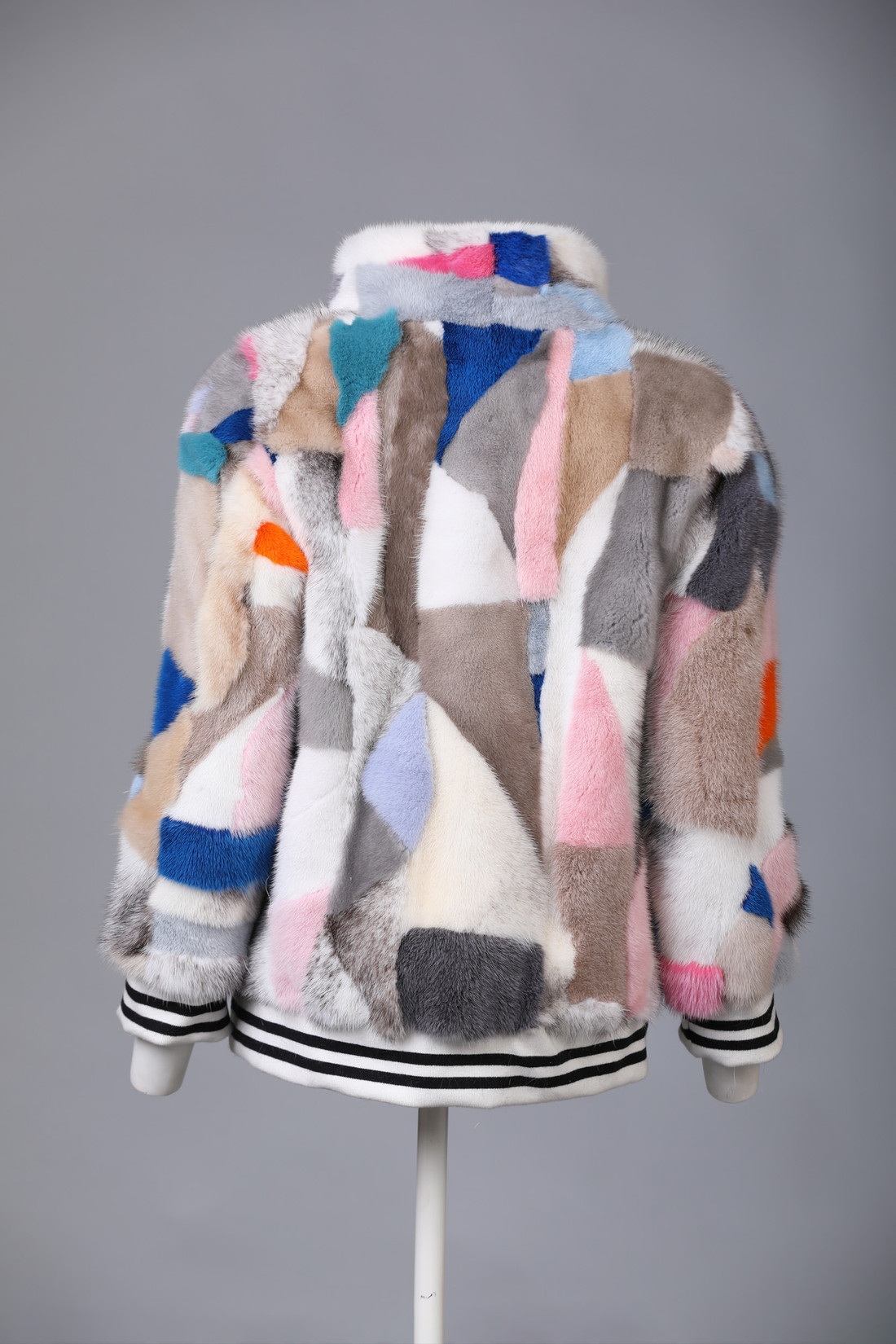  Multicolor Mink  Fur Bomber Jacket Errika Sizes S/M