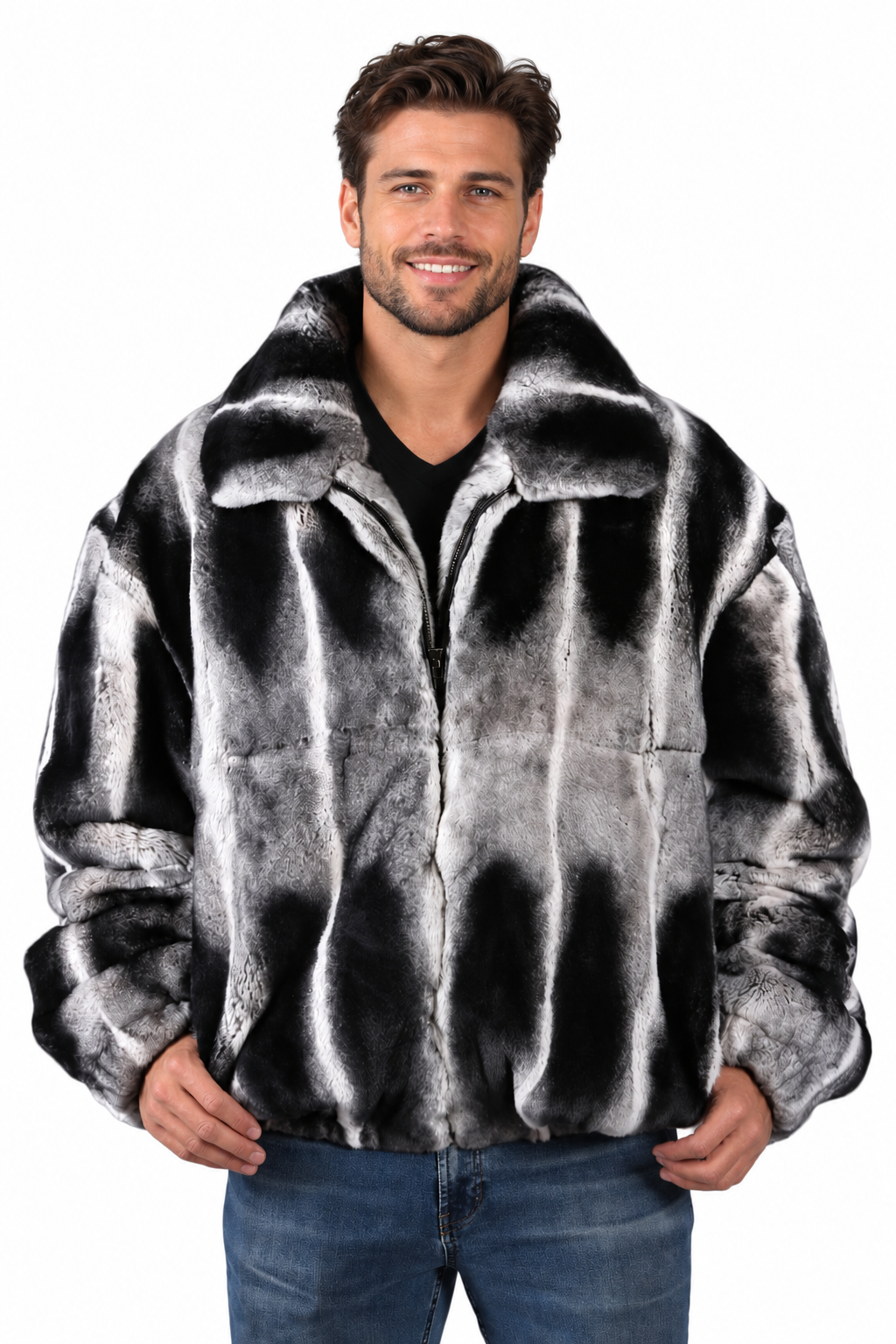  Rex Chinchilla Fur Bomber Jacket