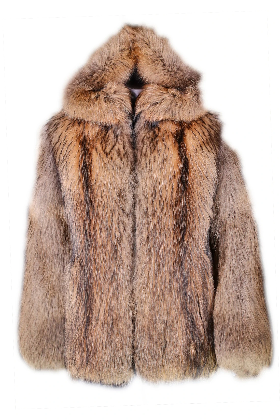 Hooded Fin Raccoon Fur Coat  