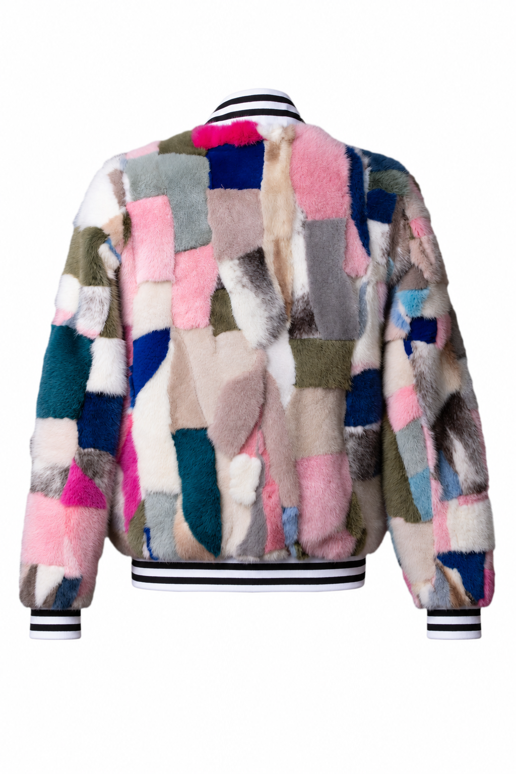   Multicolor Mink  Fur Bomber Jacket  Sizes XS/S/M/L