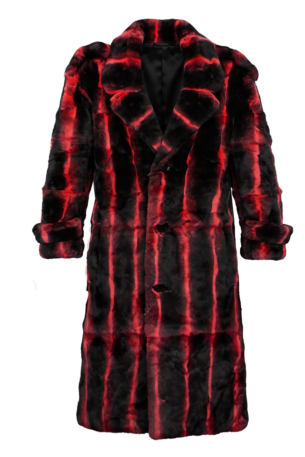 Red  Long Rex Chinchilla Trench Coat