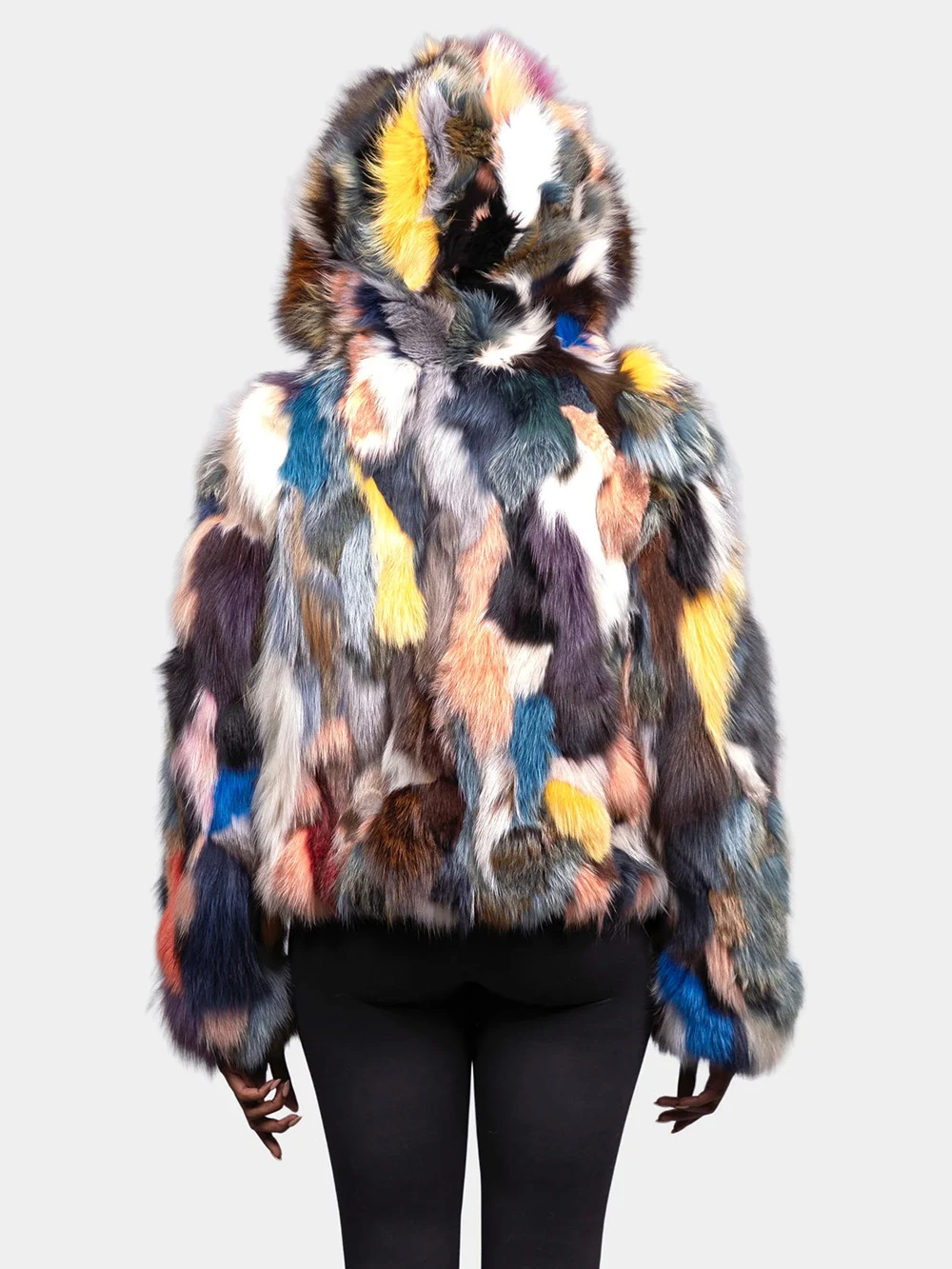 Multicolor  Fox Fur Jacket Iris